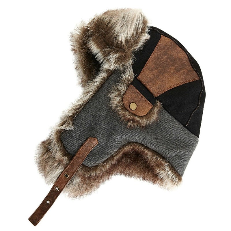 Comhats Winter Trapper Hat for Men Faux Fur Ear Flaps Cold Weather Hunting Russian Ushanka Bomber Aviator Trooper Hats Windproof Warm Black Large L - Image 1